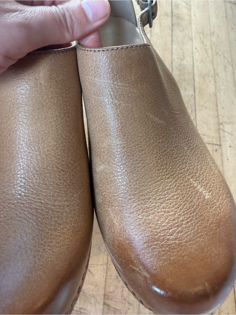 DANSKO Sassy Clog Sandal Tan Brown Leather Burnished Distressed Boho Platform 39 - Picture 9 of 13